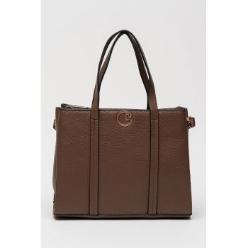 Geanta shopper de piele ecologica cu 3 compartimente