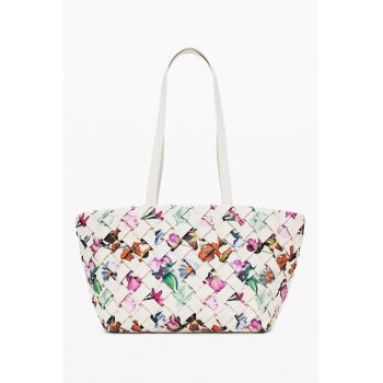 Geanta shopper din piele ecologica cu aspect tesut Éclat - Multicolor
