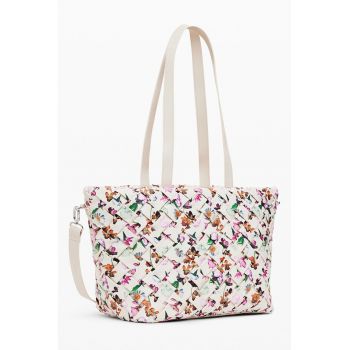 Geanta shopper din piele ecologica cu aspect tesut Éclat