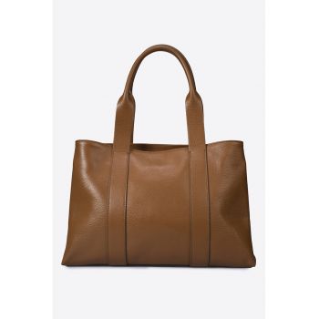 Geanta shopper uni din piele cu fermoar