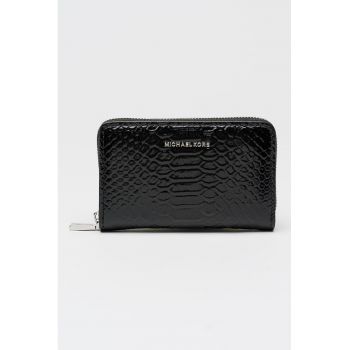 Portmoneu de piele lacuita cu fermoar si model piele de reptila Bryant