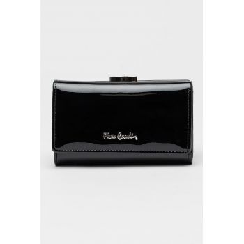 Portofel de piele lacuita cu logo