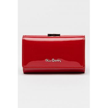 Portofel de piele lacuita cu logo