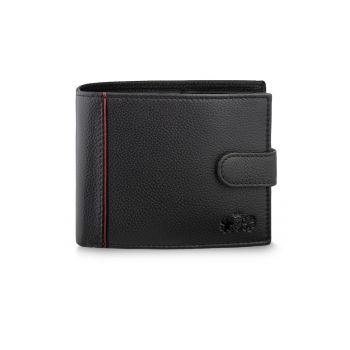 Portofel din piele naturala cu detaliu contrastant