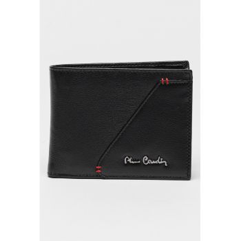 Portofel pliabil de piele cu logo metalic