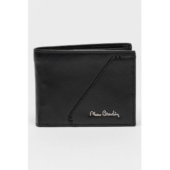 Portofel pliabil de piele cu logo metalic