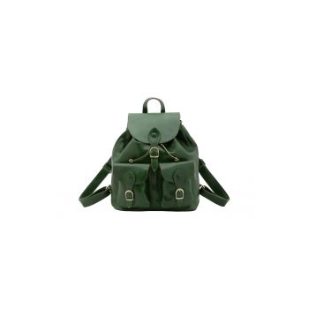 Rucsac de piele cu buzunare cu clapa