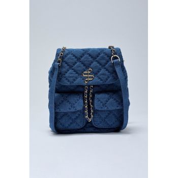 Rucsac din denim cu aspect matlasat