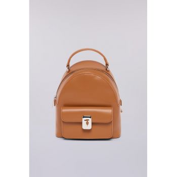 Rucsac din piele cu buzunar exterior