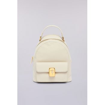 Rucsac din piele cu buzunar exterior