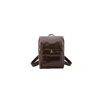 Rucsac din piele cu buzunar frontal discret