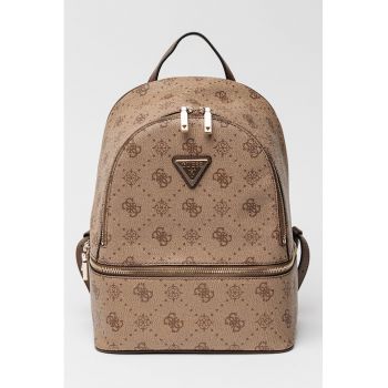 Rucsac din piele ecologica cu model monograma si fermoar