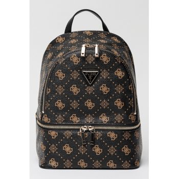 Rucsac din piele ecologica cu model monograma si fermoar