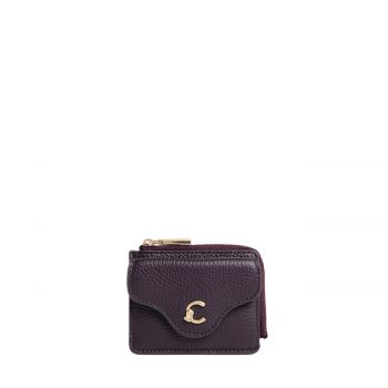 C-me cardholder grained leather prune