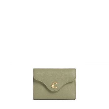 C-me grained leather flap wallet greenery