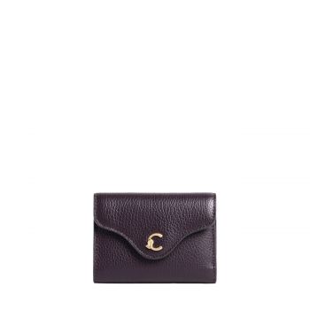 C-me grained leather flap wallet prune
