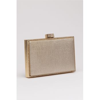 Clutch elegant auriu cu pietricele stralucitoare