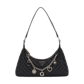Everlee charm appliqué shoulder bag black