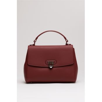 Geanta bordo din piele ecologica cu model structurat