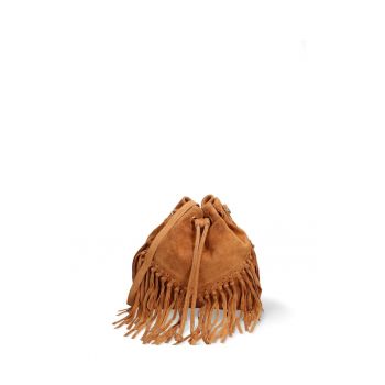 Geanta bucket din piele intoarsa Umbria Plus