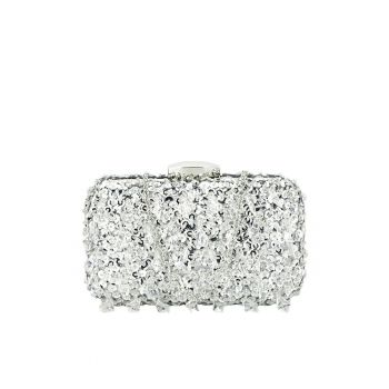 Geanta clutch argintie cu cristale si paiete BME6011 06 14922