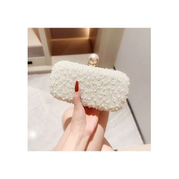 Geanta clutch ivoar/auriu cu perle 1003 01 15314