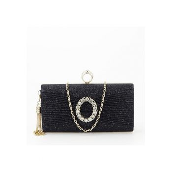 Geanta clutch negru cu brosa BYH-8815 05 14932