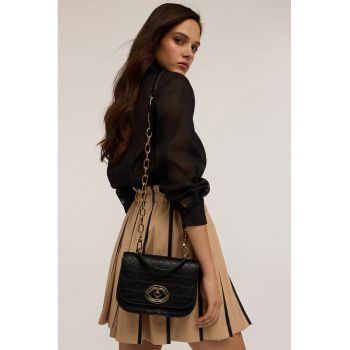 Geanta crossbody din piele ecologica cu bareta detasabila din lant