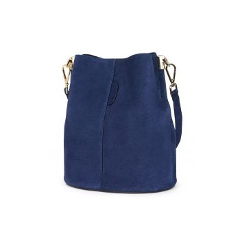 Geanta dama din piele intoarsa Milena bleumarin