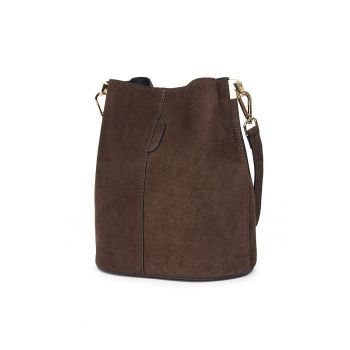 Geanta dama din piele intoarsa Milena maro inchis