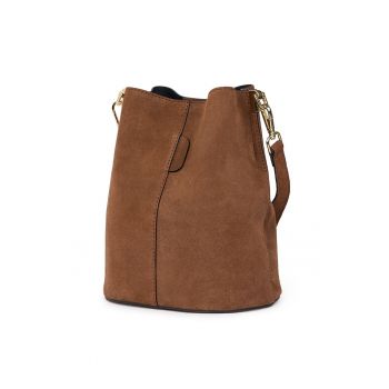 Geanta dama din piele intoarsa Milena maro