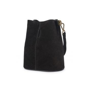 Geanta dama din piele intoarsa Milena neagra