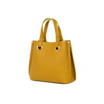 Geanta dama din piele naturala Ilona galben mustar