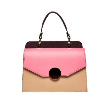 Geantă Damă Piele naturală, bordo-nude-roz - Default Title