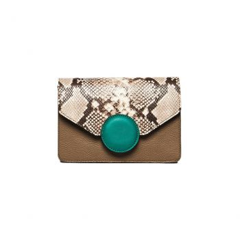 Geantă Damă Piele naturală,  capucino-verde - Default Title