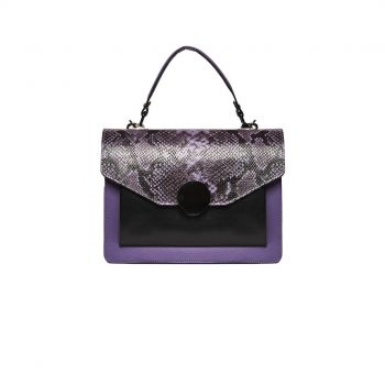 Geantă Damă Piele naturală, mov-negru - Default Title