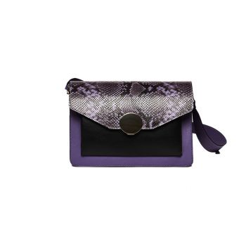 Geantă Damă Piele naturală, mov-negru - Default Title