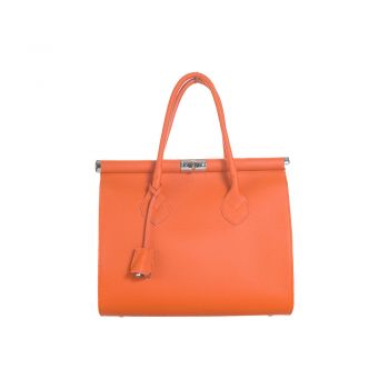 Geantă de Mână din Piele Naturală: Eleganță Italiană, Portocaliu - Default Title