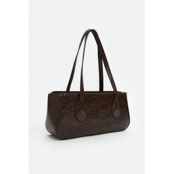 Geanta de piele ecologica cu bareta de umar si inchidere cu fermoar