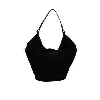 Geanta de piele intoarsa cu bareta de umar Lisabona