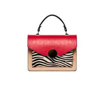 Geantă Ema Damă Piele naturală, rosu-capuccino - Default Title