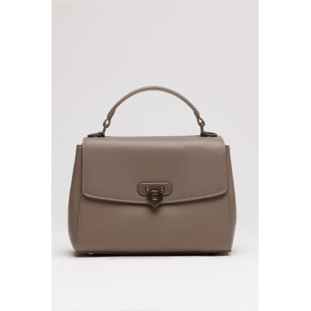 Geanta gri din piele ecologica cu model structurat