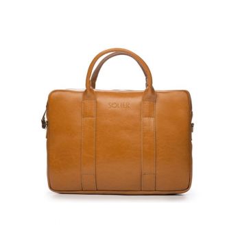 Geanta laptop  Edynburg din piele naturala maro camel