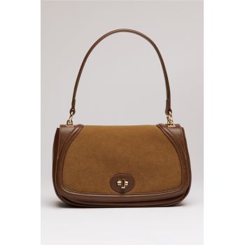 Geanta maro inchis din piele ecologica cu maner rotund