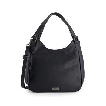 Geanta shopper  din piele naturala - neagra - dimensiuni 28x30x12cm - cu 3 compartimente interioare - curea detasabila.