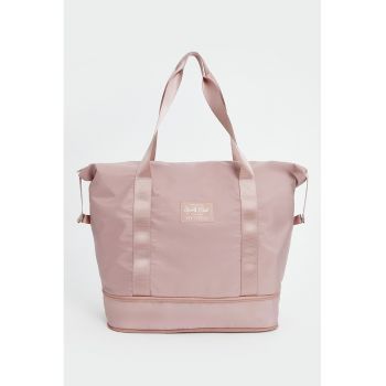 Geanta tote din material textil cu fermoar