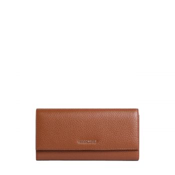 Metallic soft grained leather cognac