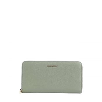 Metallic soft zip around wallet greenery