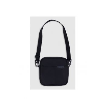 Borseta de Umar Unisex  Negru Intens - Poliester - Sportstyle - SS25 - Cross-body - Compartiment Fermoar - Curea Reglabila - Detalii Reflectorizante