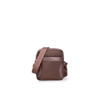 Geanta crossbody cu model uni si insertii din piele ecologica